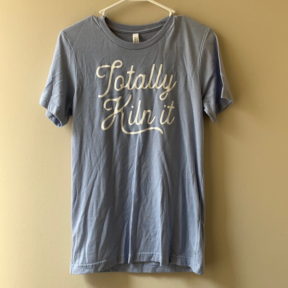 “Totally kiln it” blue graphic tee